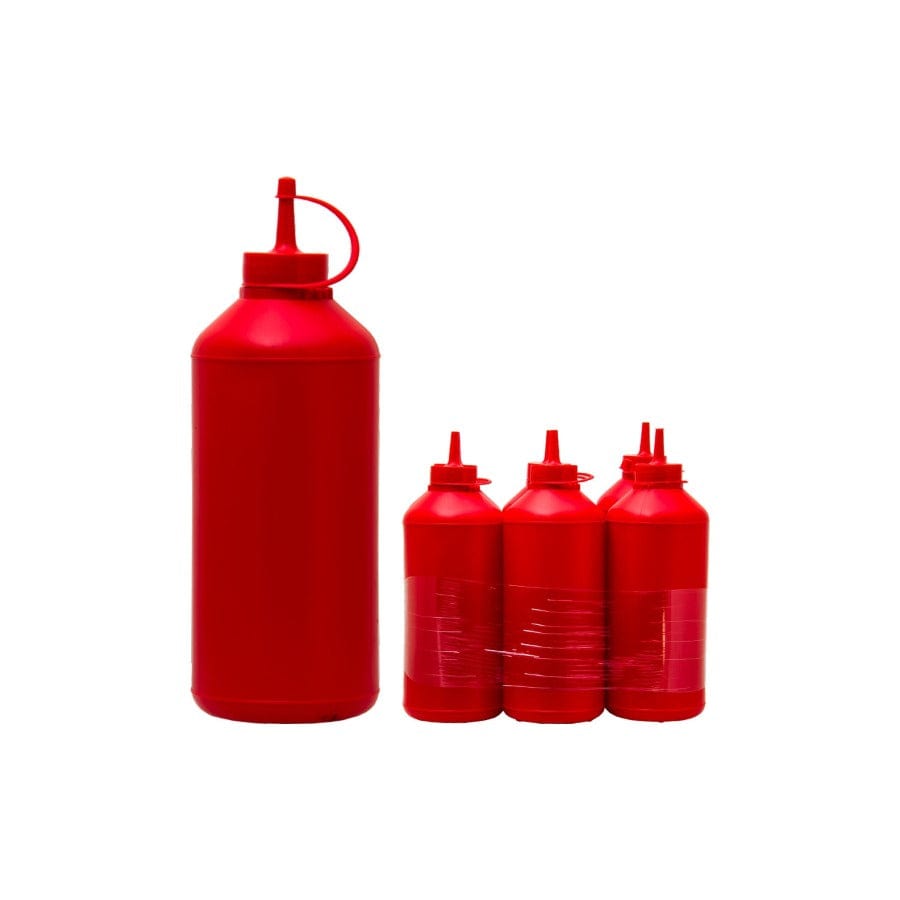 Regent Sauce Bottle Regent Round Plastic Sauce Bottle Red 6 Pack, (1lt) 12112 (7336042561625)