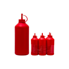 Regent Sauce Bottle Regent Round Plastic Sauce Bottle Red 6 Pack, (1lt) 12112 (7336042561625)