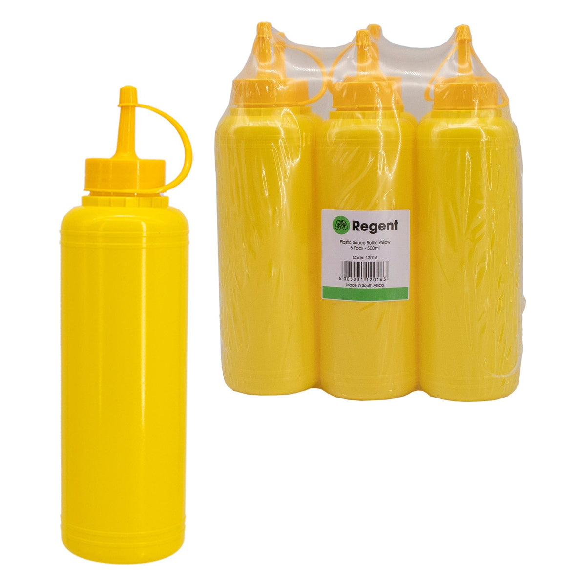 Regent Sauce Bottle Regent Round Plastic Sauce Bottle Yellow 6 Pack 500ml 12016