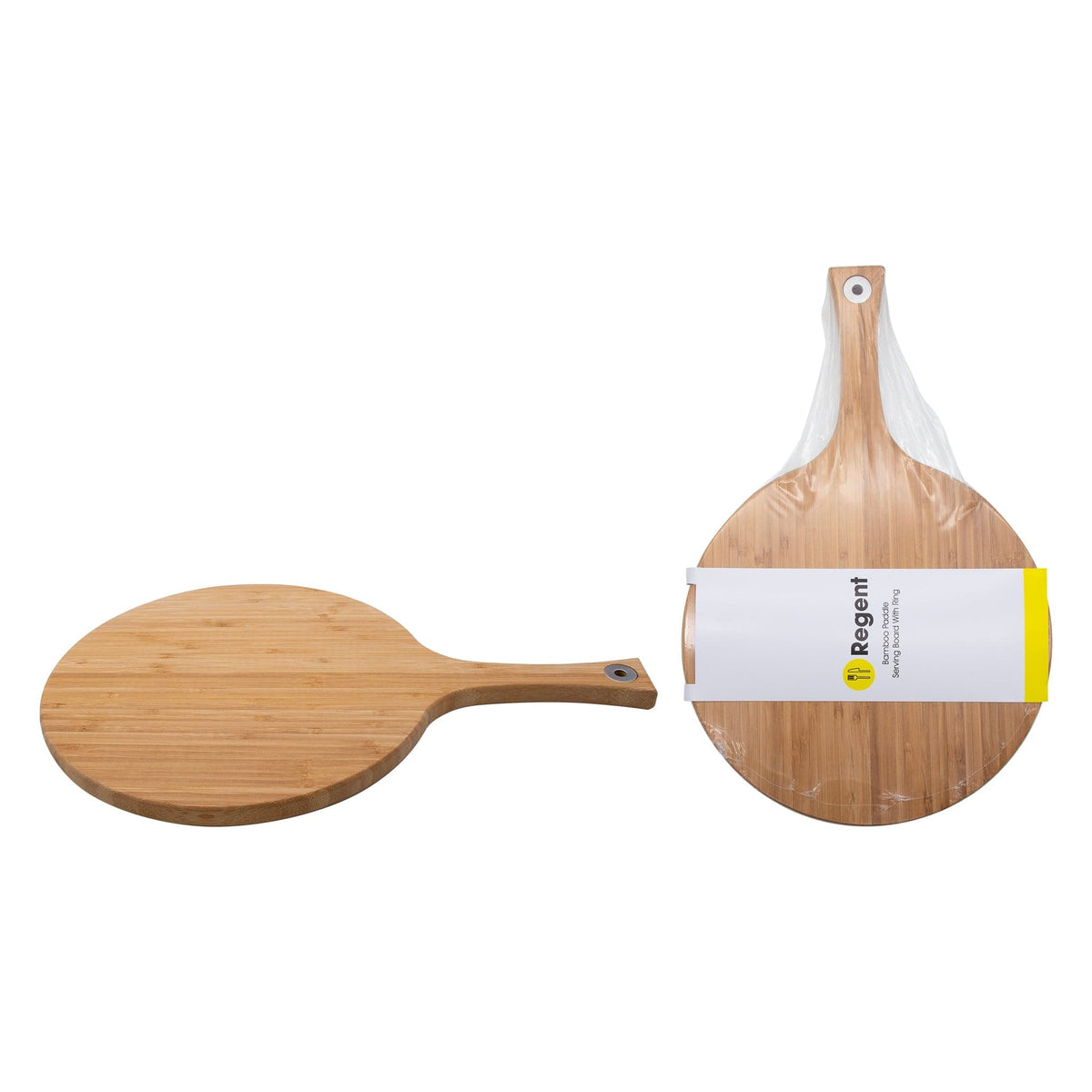 Regent Serving Board Regent Bamboo Round Paddle Serving Board With Ring, (430/270mm Diax15mm) 30187 (7817367355481)