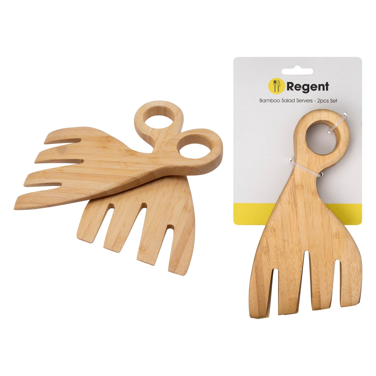 Regent SERVING TRAY Regent Bamboo Hand Salad Servers 2 Piece Set 100x185x15mm 30252