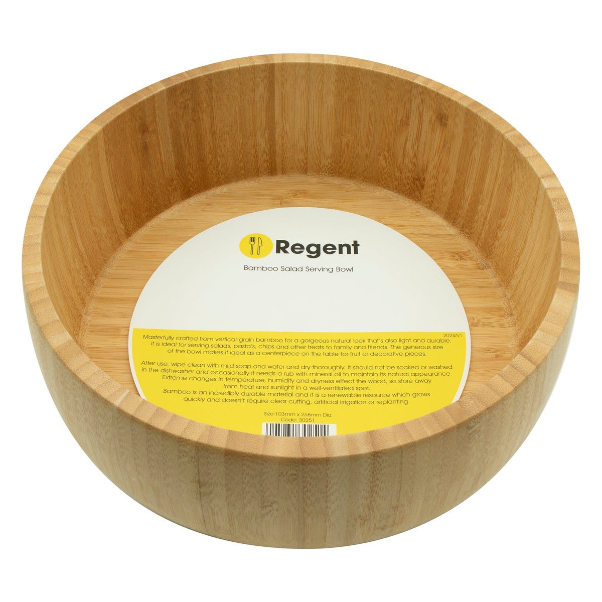 Regent SERVING TRAY Regent Bamboo Salad Serving Bowl 258mm Diax103mm 30251