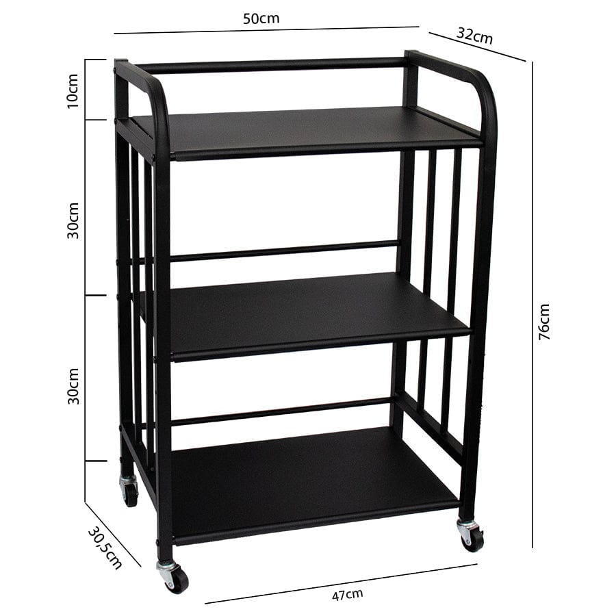 Regent Storage Rack Multi Purpose Storage Rack 3 Shelf Black (500x320x760mm) 42119