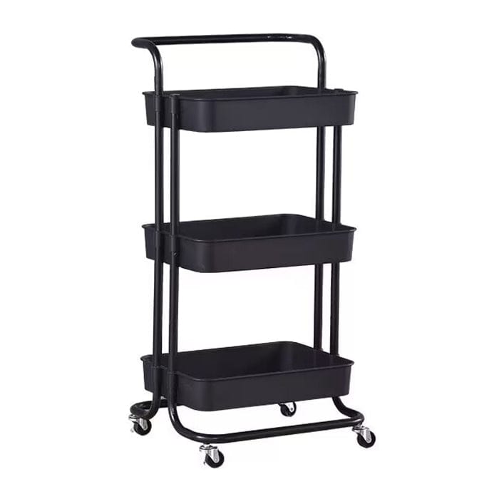 Regent Storage Rack Storage Rack 3 Plastic Shelves On Metal Frame Black/white/grey (450x370x850mm) 42123