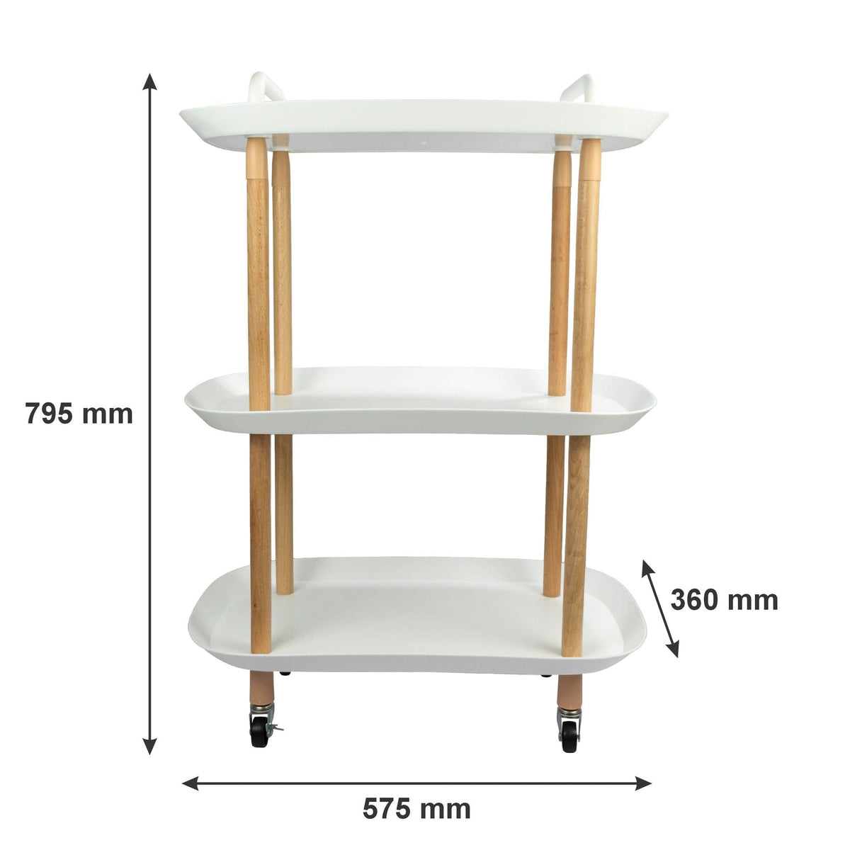 Regent Storage Rack Storage Rack 3 Shelf White Plastic And Wood (575x360x795mm) 42120