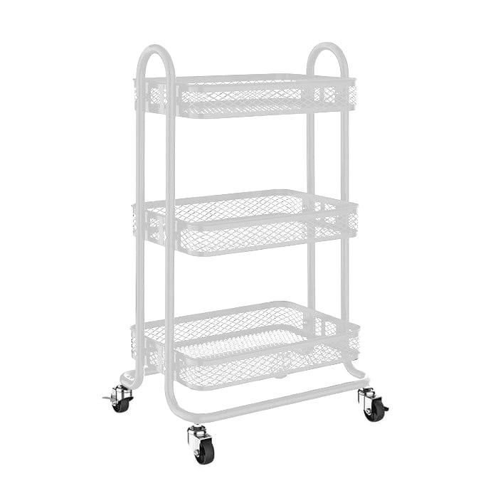 Regent Storage Rack Storage Rack 3 White Wire Mesh Shelves On A Metal Frame (450x345x790mm) 42124