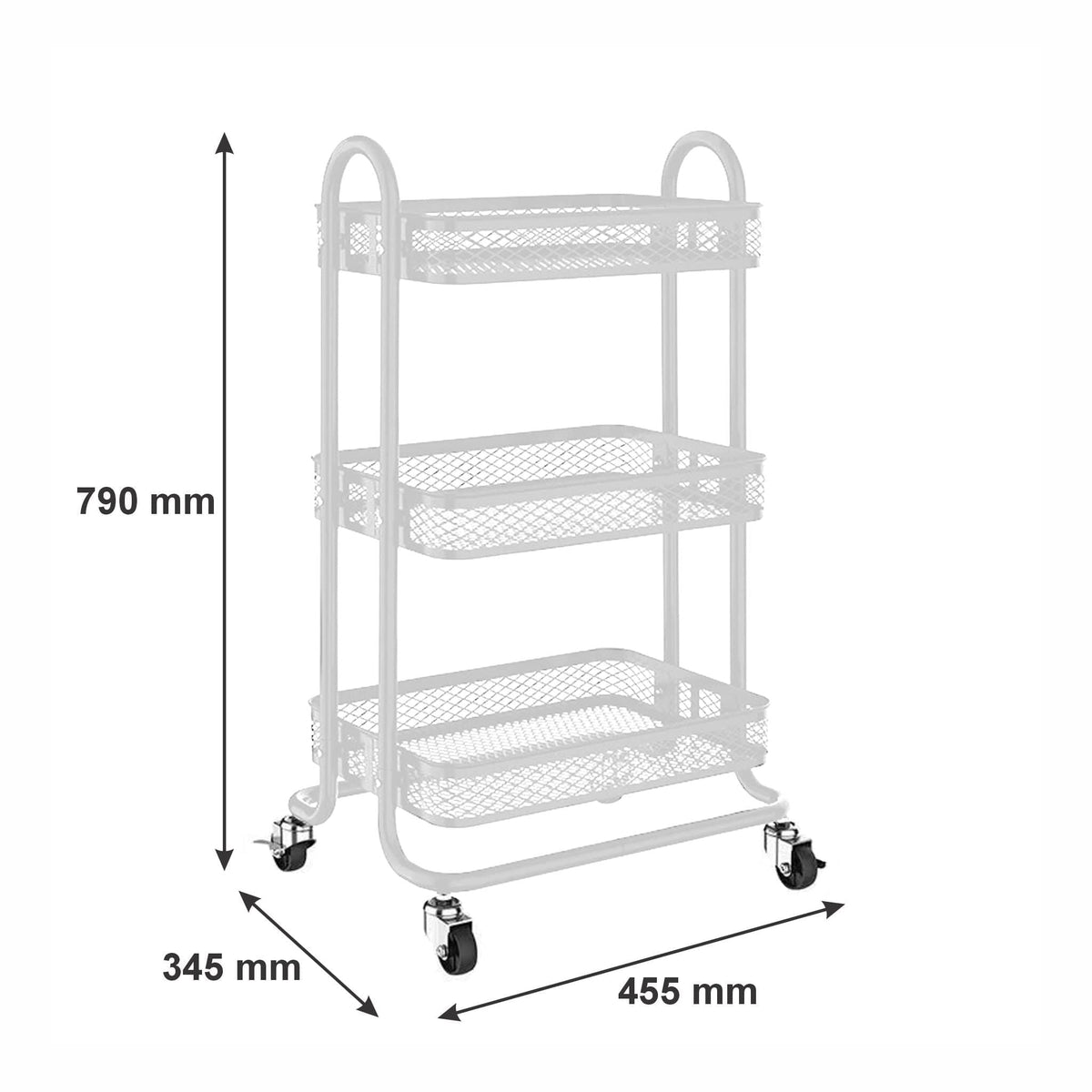 Regent Storage Rack Storage Rack 3 White Wire Mesh Shelves On A Metal Frame (450x345x790mm) 42124