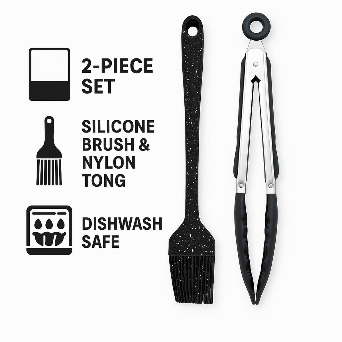 Regent Utensil Regent Kitchen Basting Brush & Tong Nylon And Stainless Steel 2 Piece Set 12608