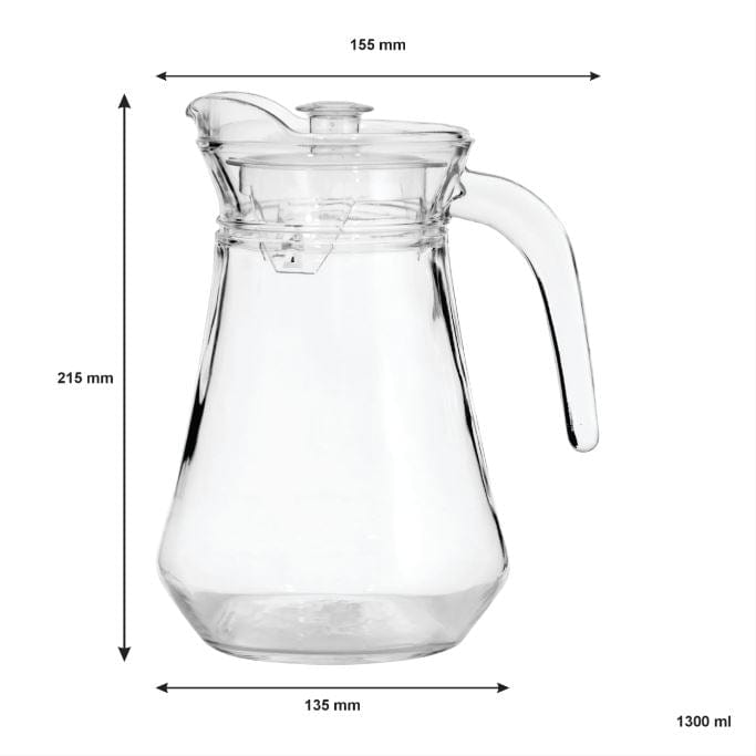 Regent Water Jug Regent Glass Water Jug With Clear Lid 1.3lt 10367 (7813695570009)