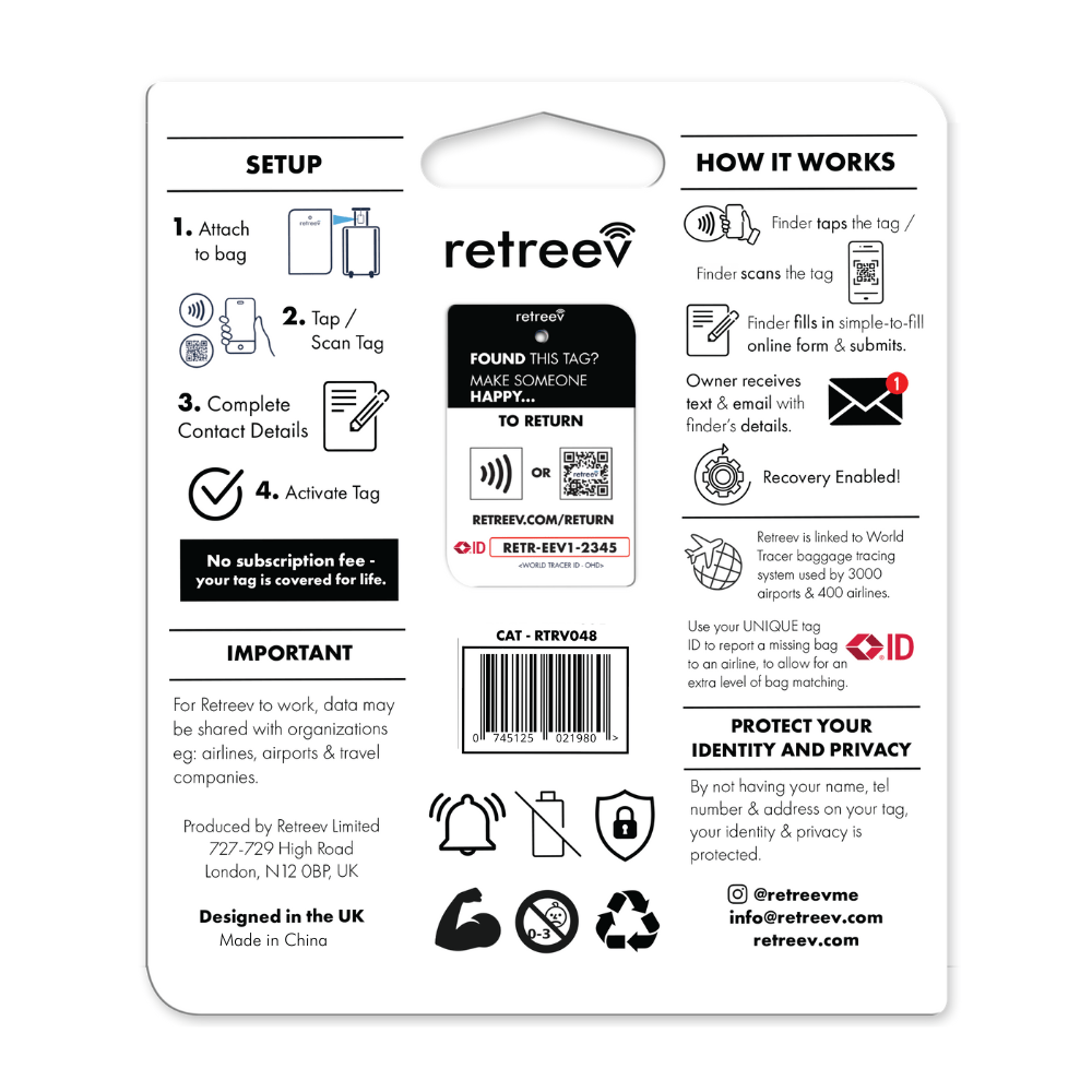Retreev luggage tags Retreev Smart Tag - Cat (7395488825433)