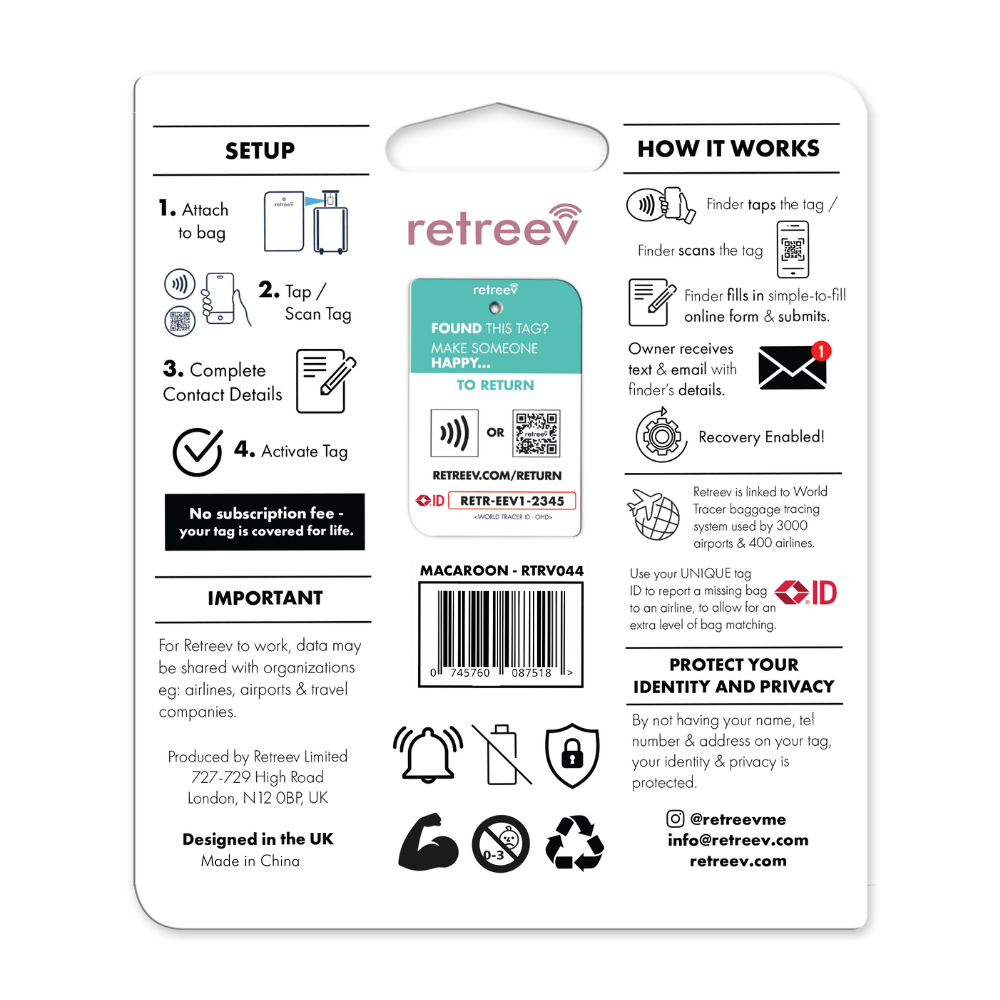 Retreev luggage tags Retreev Smart Tag - Macaron (7395490398297)