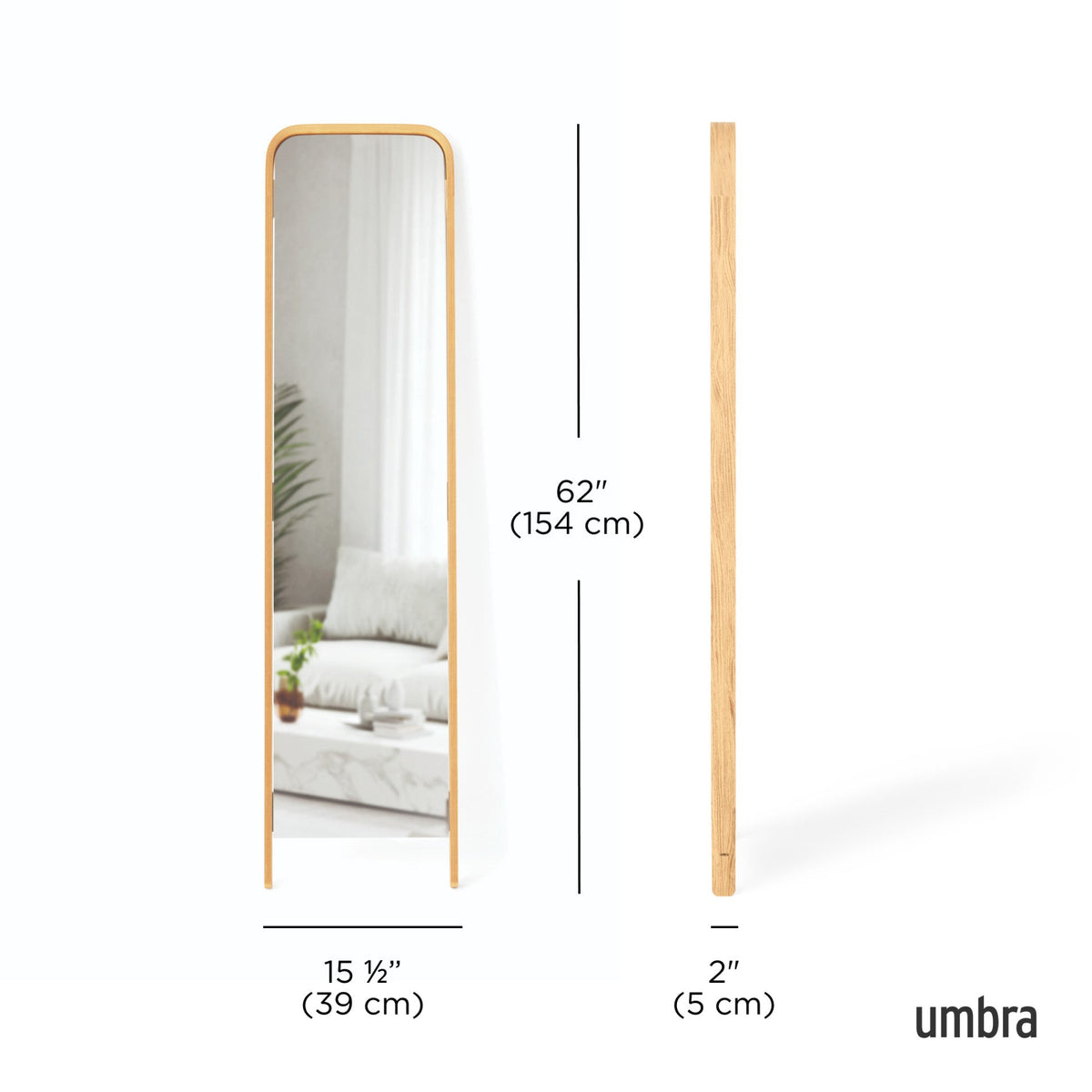 Umbra Bellwood Leaning Mirror 62 x 15.5 x 2 Natural UMB1023037390.