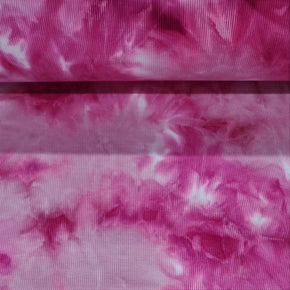 RIB SPANDEX Dress Fabrics Tie Dye Rib Spandex Fabric Cerise Pink 140cm (7308661489753)