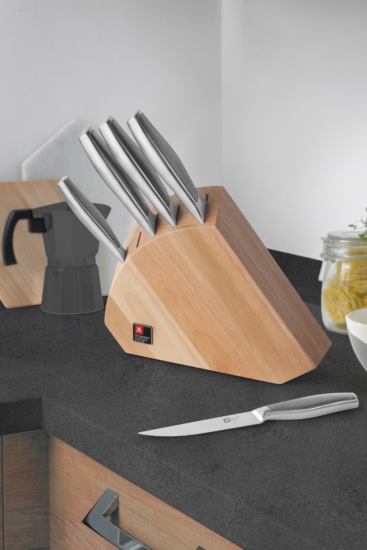 Richardson Sheffield Knife Richardson Sheffield Sense 5 Piece Knife Set Wooden Block R16600K439K20 (4789401780313)