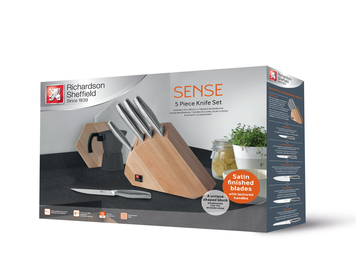 Richardson Sheffield Knife Richardson Sheffield Sense 5 Piece Knife Set Wooden Block R16600K439K20 (4789401780313)