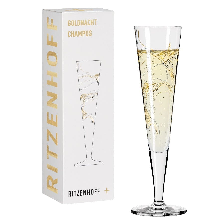 Ritzenhoff Glasses Ritzenhoff Gold Night Champagne Glass Benzoni 200ml 1078278 (7390428889177)