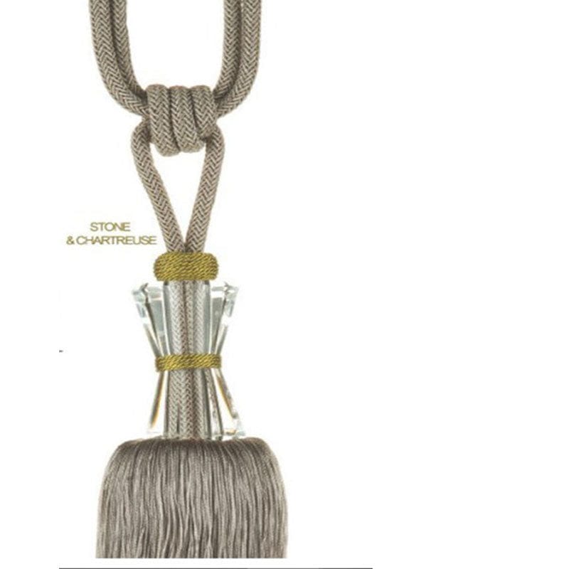 RIVER FABRICS TIEBACKS Tiebacks Caledon Stone&Chartreuse Cale12321 River Fabrics Tiebacks Caledon