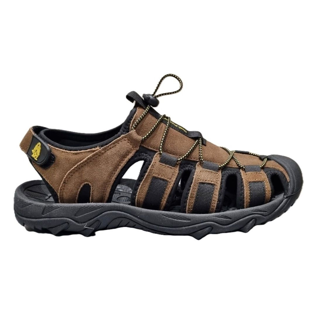 Hush Puppies Mens Porting Sandal Brown Suede Mesh