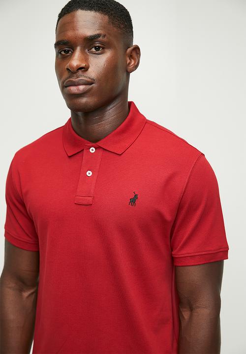 Polo Mens Red Golfer Stretch Pique Crimson.
