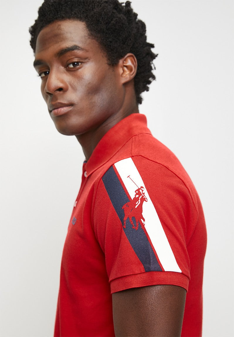Polo Mens Active Sleeve Pony Short Sleeves Golfer - Red