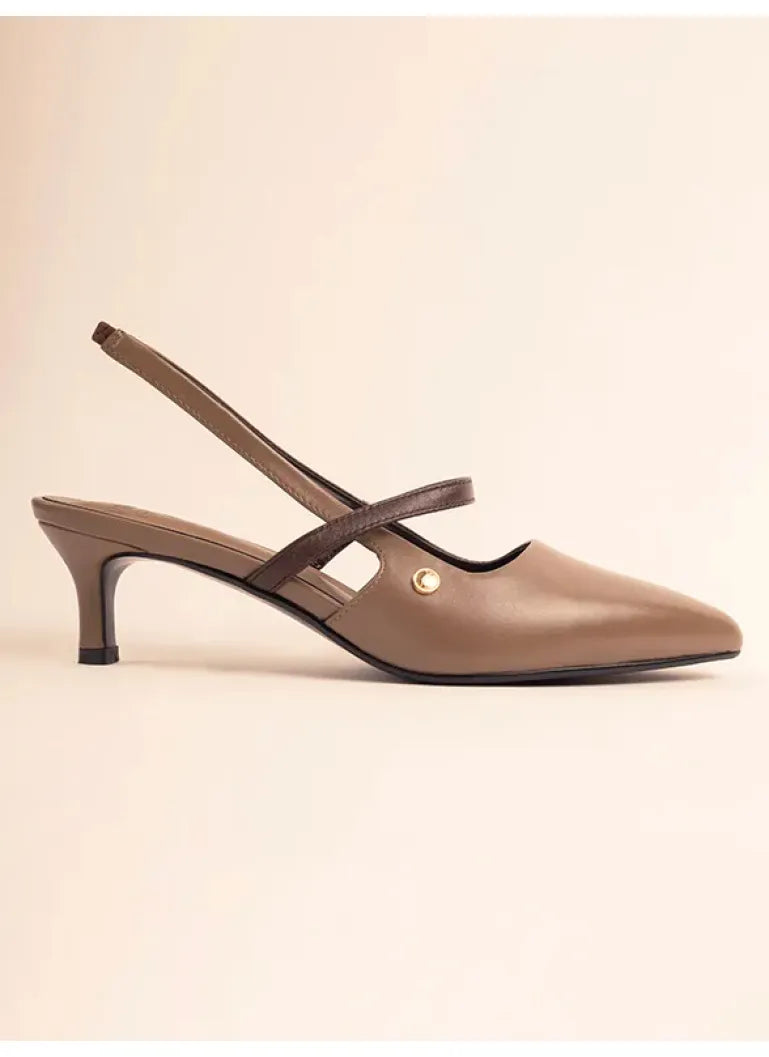 Polo Women's Kitten Strap Heel Taupe