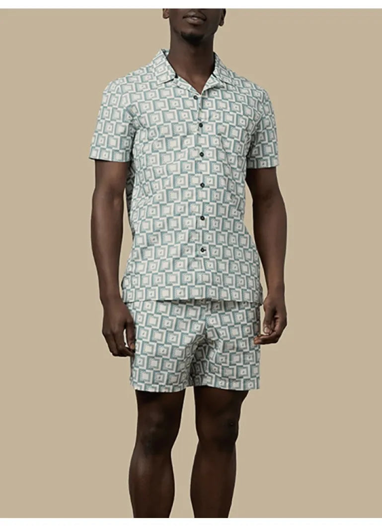 Polo PJC Short Sleeve Monogram Shirt - Aqua 0048042.