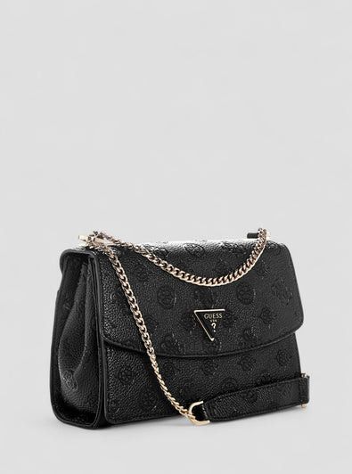 Guess Black Logo Cresidia ii Convertible Crossbody Flap Bag Black PD988821.