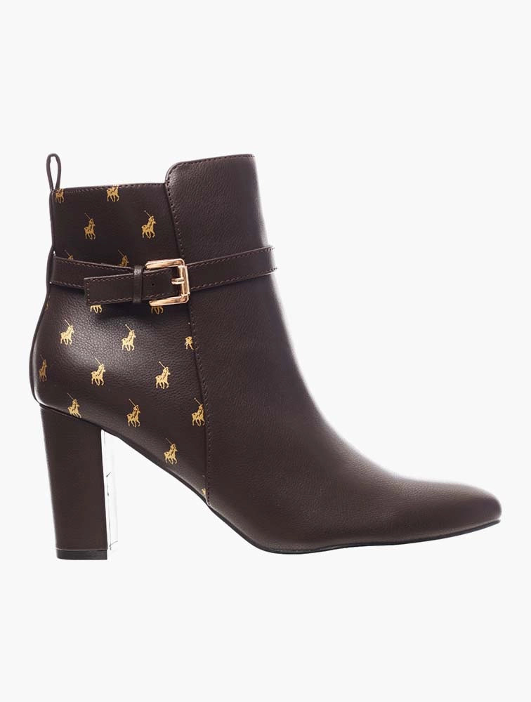Polo Brown Monogram Buckle Boots