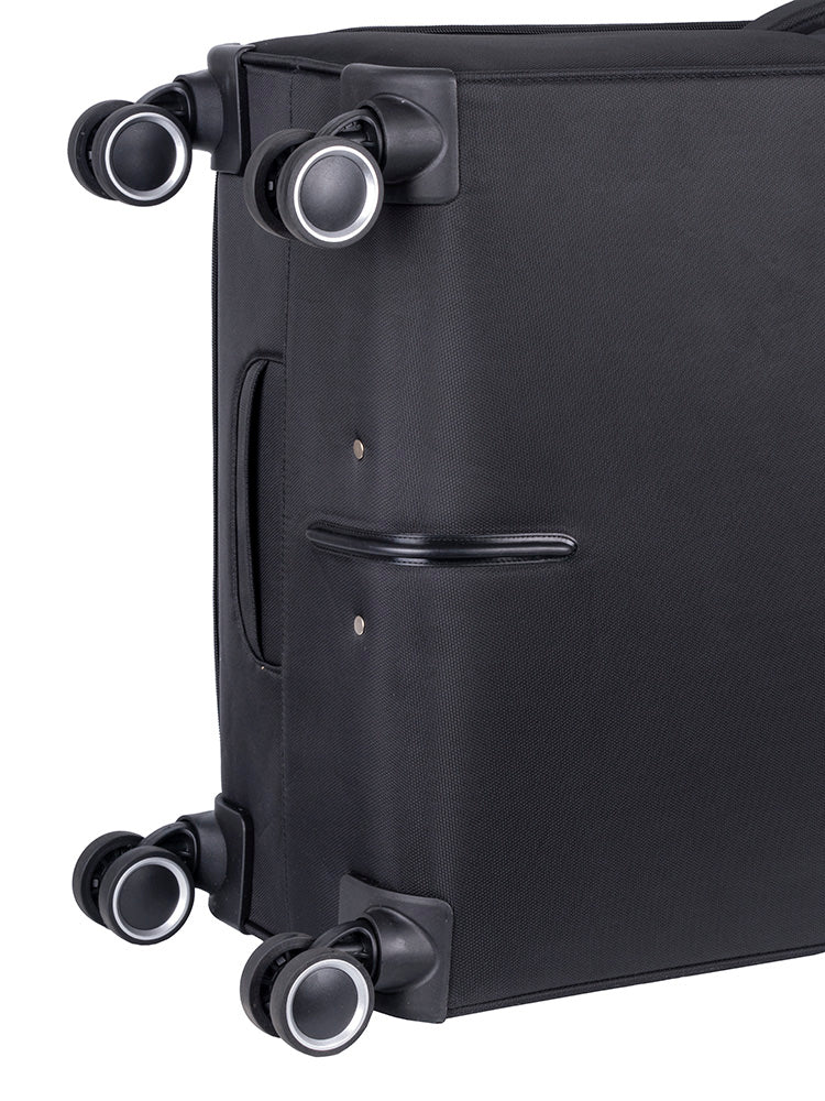 Cellini Rapido Soft Shell 4 Wheel Trolley Case Black.