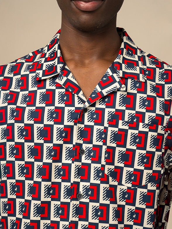Polo Mens PJC Short Sleeve Monogram Shirt - Red 0048043.