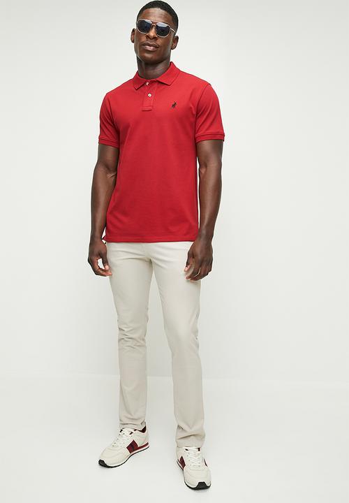 Polo Mens Red Golfer Stretch Pique Crimson.