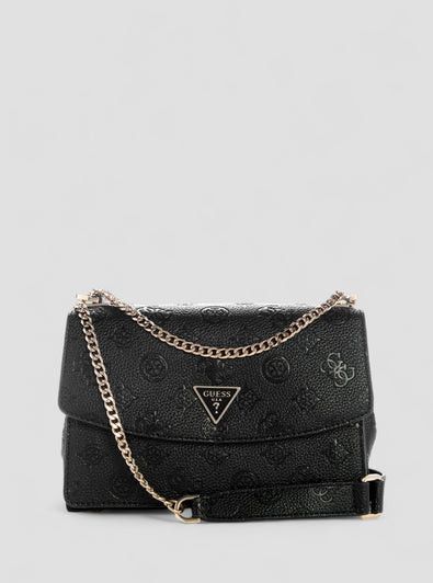 Guess Black Logo Cresidia ii Convertible Crossbody Flap Bag Black PD988821.
