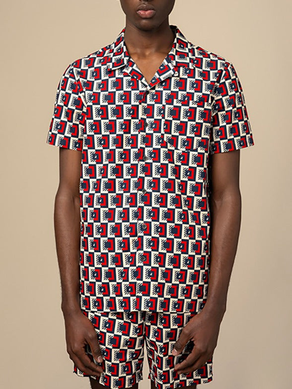 Polo Mens PJC Short Sleeve Monogram Shirt - Red 0048043.