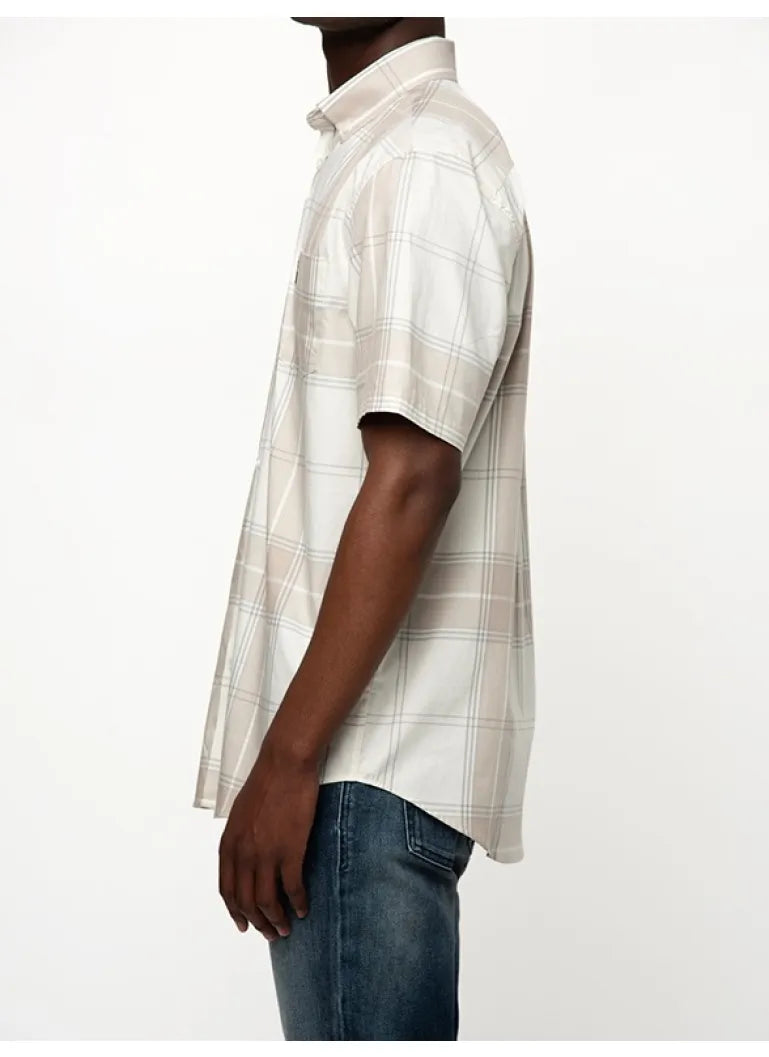 Polo Check Short Sleeve Shirt -Stone 0062586.