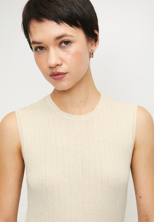 Pringle Ladies Knitted Top Stone Bree Lurex.