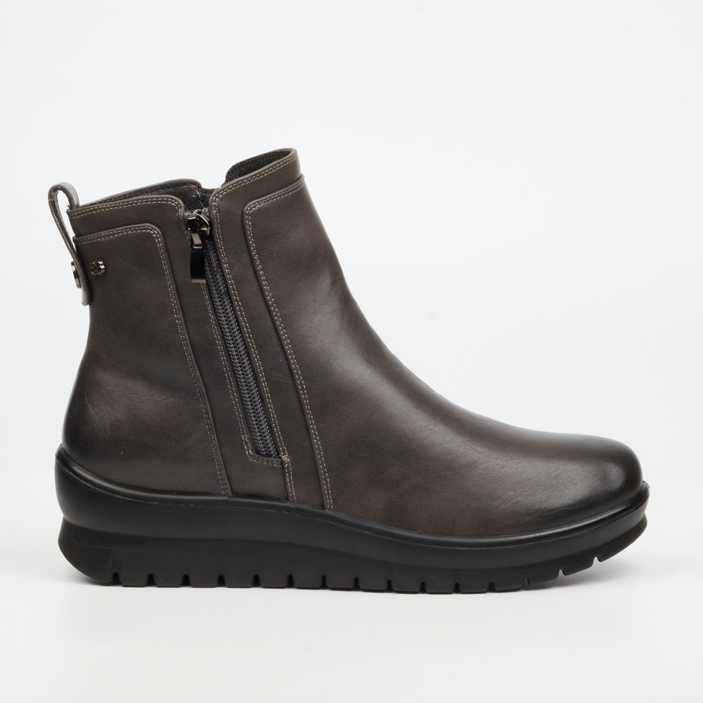 Butterfly Feet Saxon 1 Ladies Ankle Boot - Grey - Faux Leather.