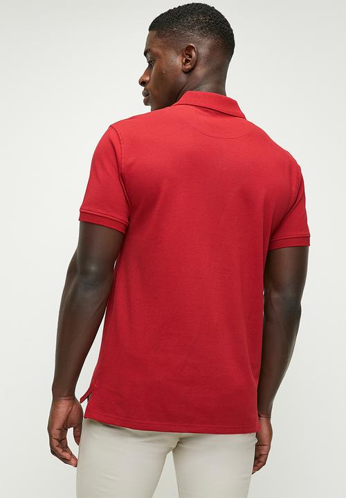 Polo Mens Red Golfer Stretch Pique Crimson.