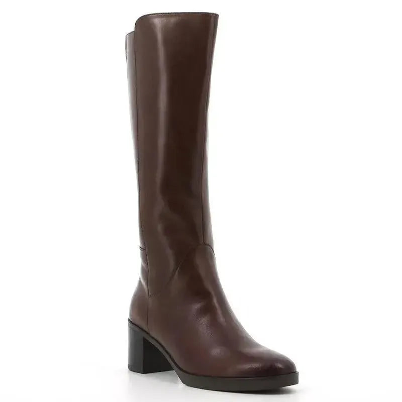 Hush Puppies Sloane Long Leather Boots - Brown.
