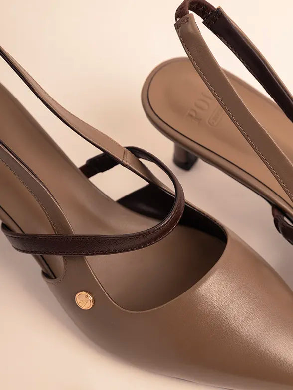Polo Women's Kitten Strap Heel Taupe