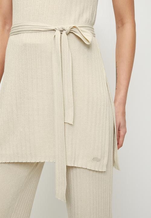 Pringle Ladies Knitted Top Stone Bree Lurex.