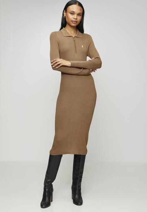 Polo Women's Laya Knit Dress- Camel.