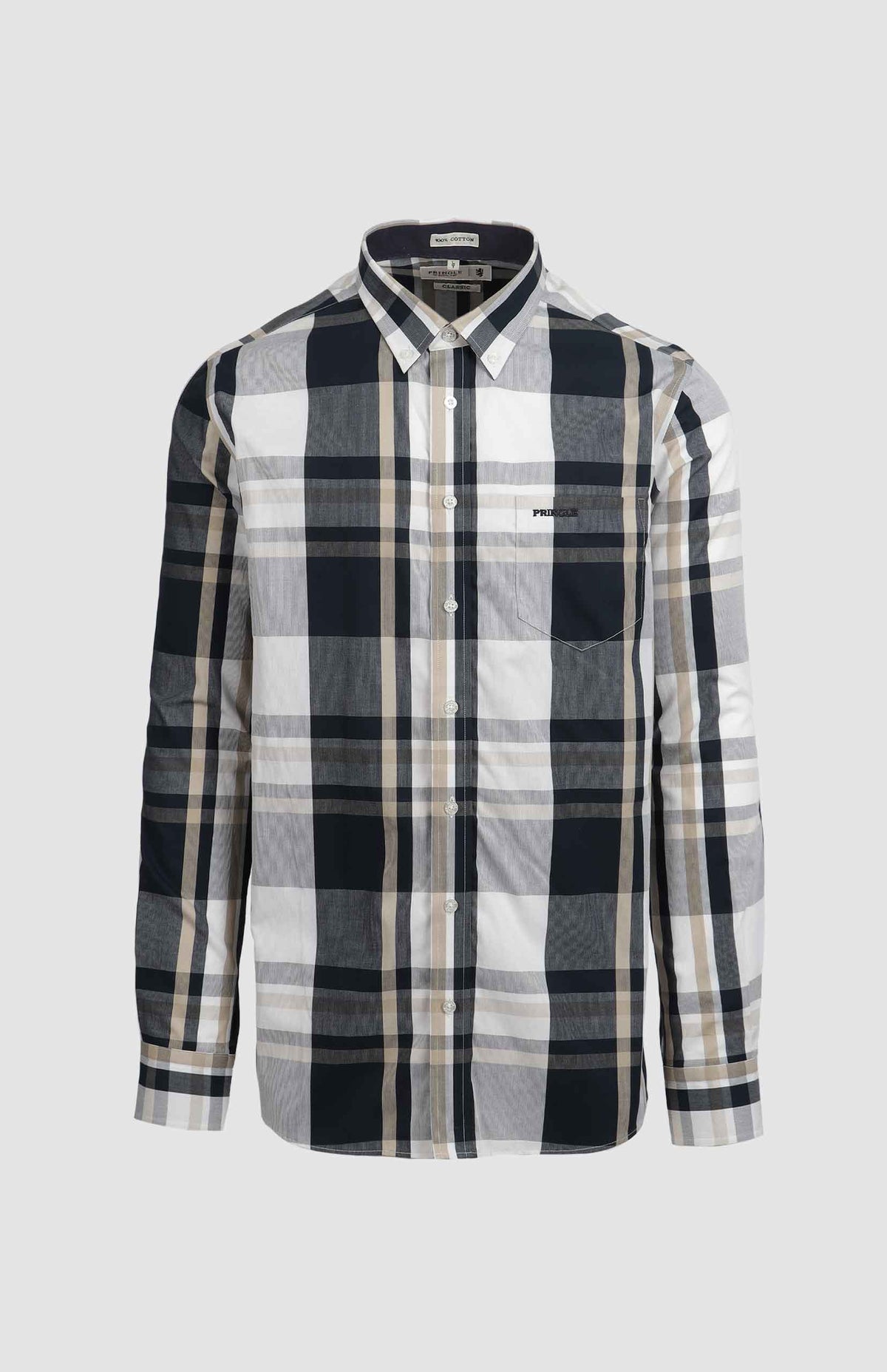 Pringle Quade Checked Classic Shirt - Navy PR111767.