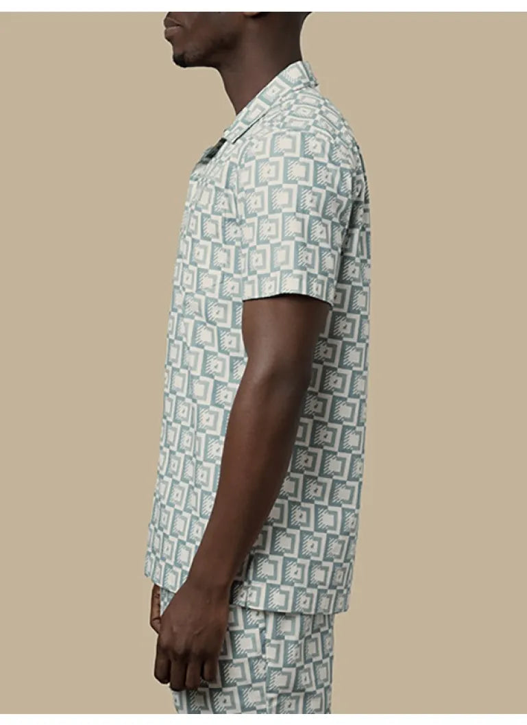 Polo PJC Short Sleeve Monogram Shirt - Aqua 0048042.