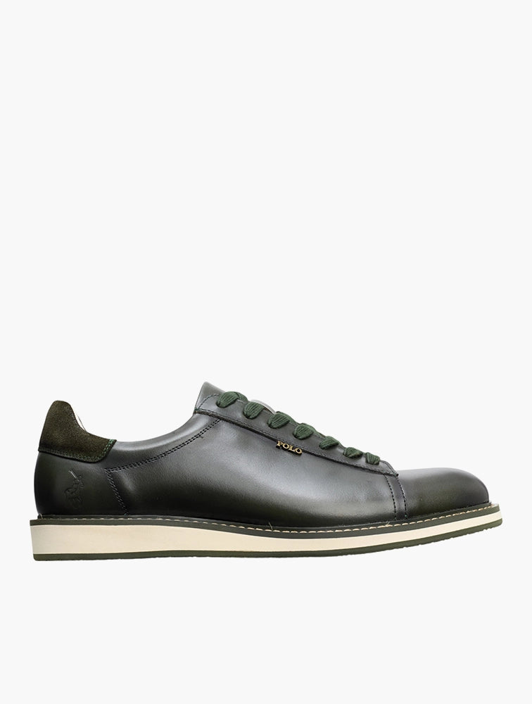 Polo Men's Smooth Leather Formal Sneaker - Olive