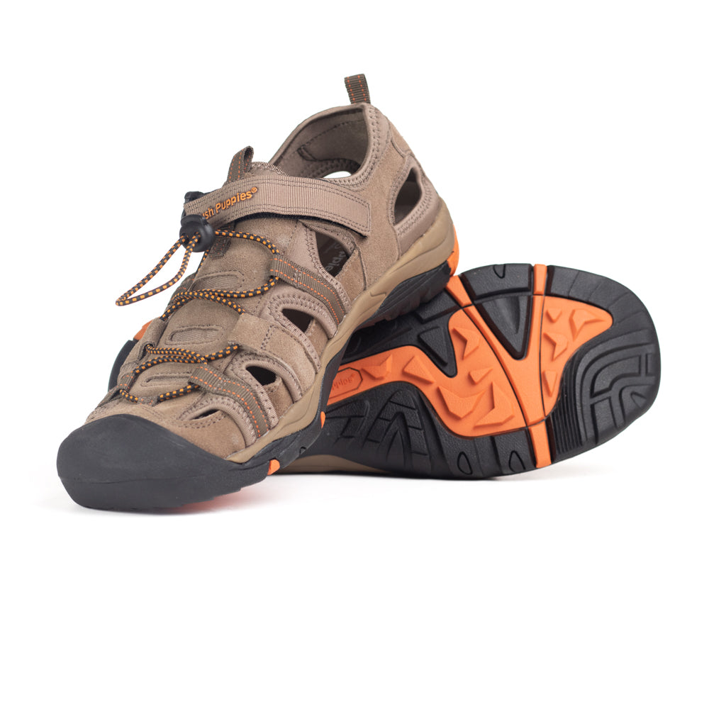 Hush Puppies Mens Hite Cow Suede Mesh Sandal - Brown