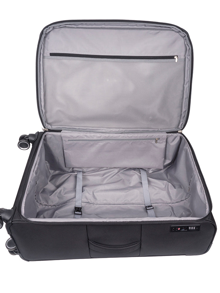 Cellini Rapido Soft Shell 4 Wheel Trolley Case Black.
