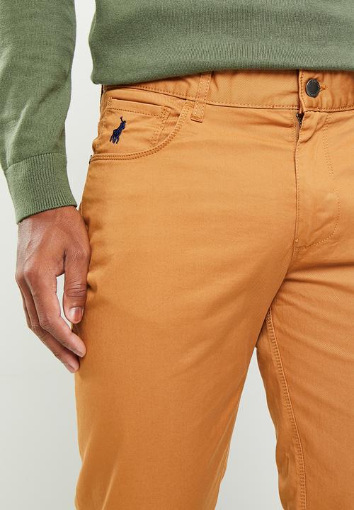 Polo Men's Overdyed Twill 5 Pocket Trouser Camel