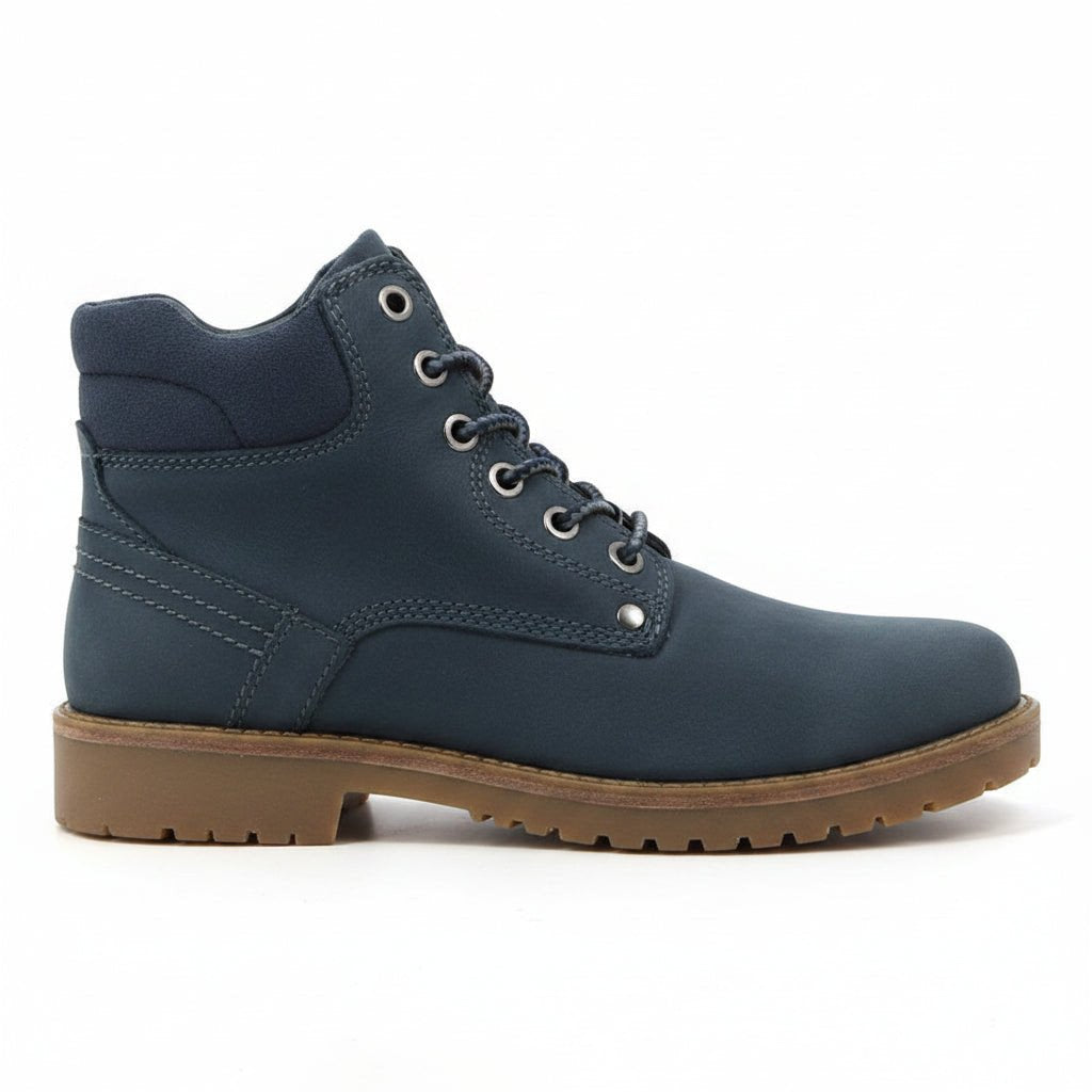 Hush Puppies Wrangle Ladies Boots Denim Blue Nubuck.