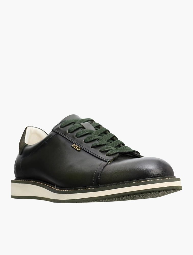 Polo Men's Smooth Leather Formal Sneaker - Olive