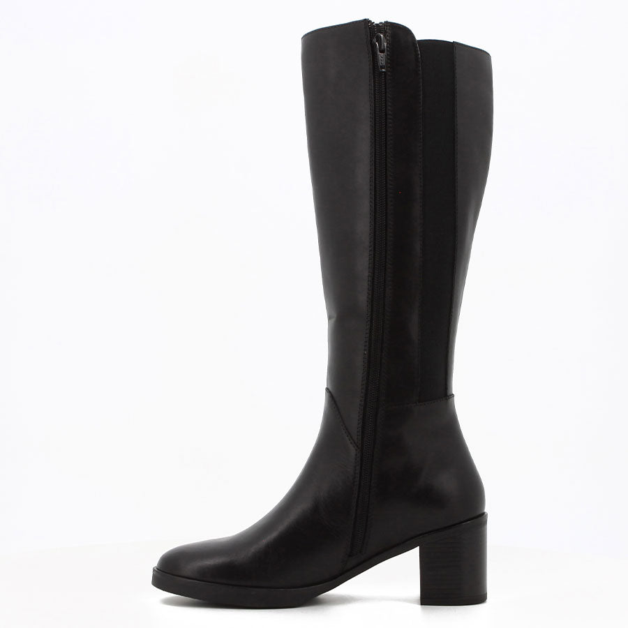 Hush Puppies Sloane Long Leather Boots - Black.